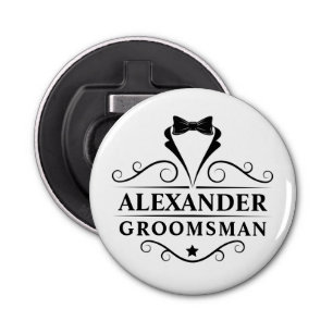 Groomsman Black Stropdas Button Flesopener