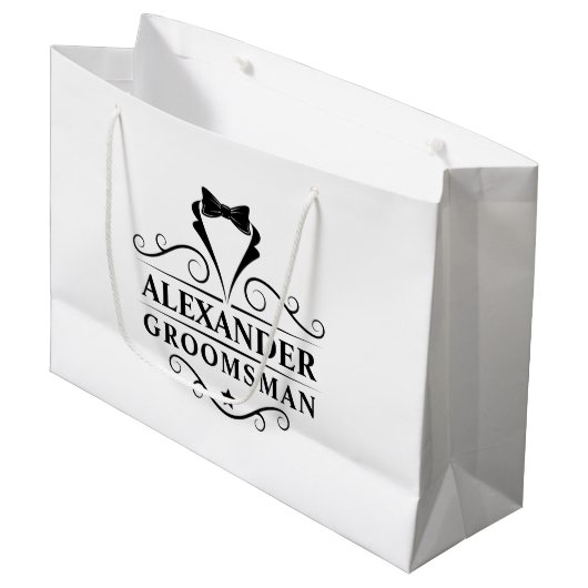 Groomsman Black Stropdas Groot Cadeauzakje (Voorkant Gekanteld)