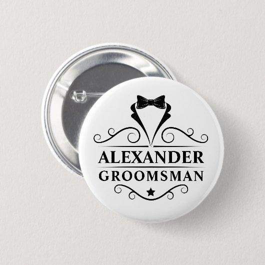 Groomsman Black Stropdas Ronde Button 5,7 Cm (Voorkant /achterkant)
