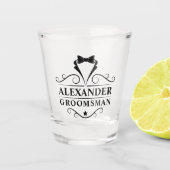 Groomsman Black Stropdas Shot Glas (Voorkant)