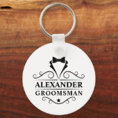 Groomsman Black Stropdas Sleutelhanger (Voorkant)
