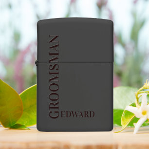 Groomsman Black Typografie Embossed look Monogram