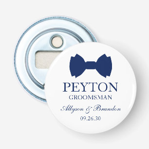 Groomsman Blue Bow Stropdas Button Flesopener
