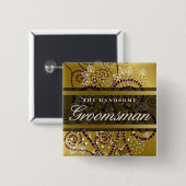 GROOMSMAN Boho Paarse Spirals Gold Wedding Button (Voorkant /achterkant)