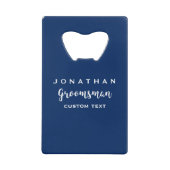 Groomsman Custom Wedding for Modern Monogram Kredietkaart Flessenopener (Voorkant)