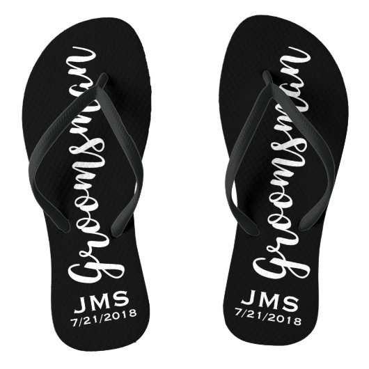Groomsman Custom Wedding for Modern Monogram Teenslippers (Voetbed)