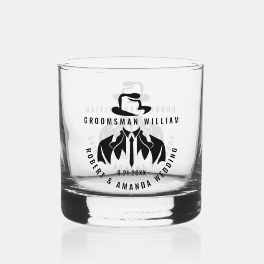 Groomsman Elegant Tuxedo bruiloft Whisky Glas (Achterkant)