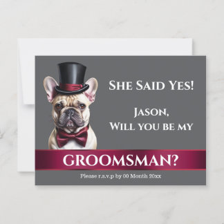 Groomsman franse bulldog bruidegoms huwelijksaanzo briefkaart