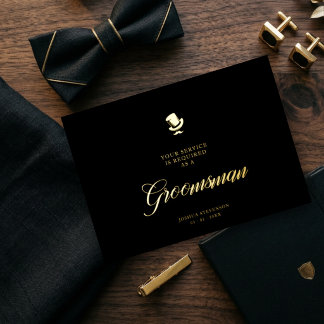 Groomsman Funny Wedding Minimalist Proposal Card Folie Uitnodiging