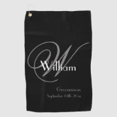 Groomsman Gift Elegant Monogram Name Classic Cool Golfhanddoek (Voorkant)