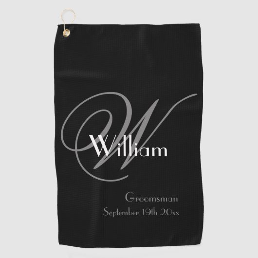 Groomsman Gift Elegant Monogram Name Classic Cool Golfhanddoek (Voorkant)