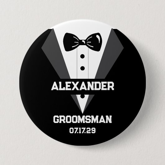 Groomsman Gift met aangepaste naam en trouwdatum Ronde Button 7,6 Cm (Voorkant)