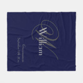 Groomsman Gift Modern Monogram and Name Date Cool Fleece Deken (Voorkant (Horizontaal))