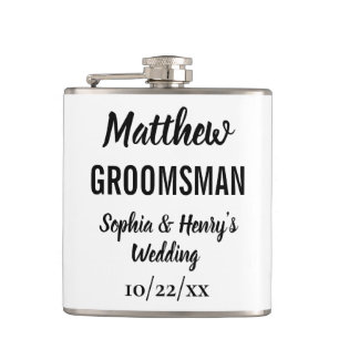 Groomsman Gift Modern Typography Wedding Heupfles