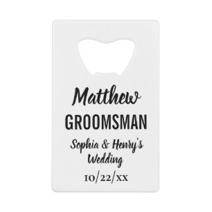 Groomsman Gift Modern Typography Wedding Kredietkaart Flessenopener