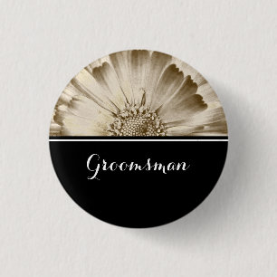 Groomsman Huwelijk Gouden Daisy Ronde Button 3,2 Cm