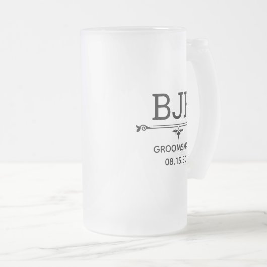 Groomsman Initialen Matglas Bierpul (Voorkant rechts)