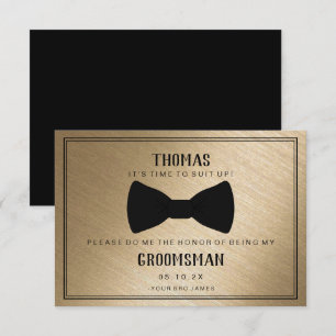 Groomsman-kaart - Black Tied III Gold Kaart