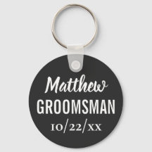 Groomsman Modern Typography Black Wedding