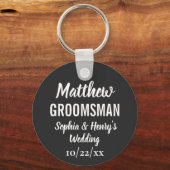 Groomsman Modern Typography Black Wedding Sleutelhanger (Voorkant)