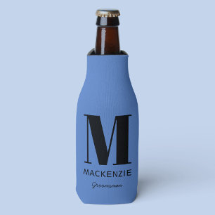 Groomsman Monogram Naam Blauw Flesjeskoeler