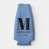 Groomsman Monogram Naam Blauw Flesjeskoeler (Voorkant)