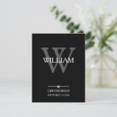 Groomsman Monogram + Naam Classic Script Cool Bedankkaart (Staand voorkant)