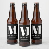 Groomsman Monogram Naam Zwart Bier Etiket (Flessen)