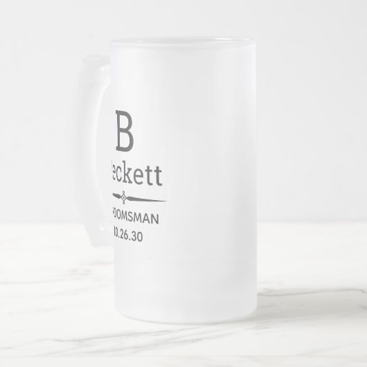 Groomsman Monogrammed Matglas Bierpul (Voorkant links)
