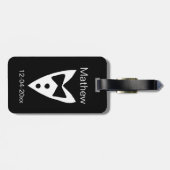 Groomsman Naam toevoegen Jaar Black Bow shirt stro Bagagelabel (Achterkant horizontaal)