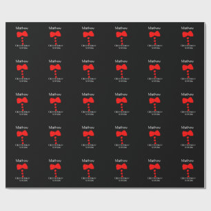 Groomsman Naam toevoegen Jaar Black Bow shirt stro Cadeaupapier
