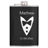 Groomsman Naam toevoegen Jaar Black Bow shirt stro Heupfles (Voorkant)