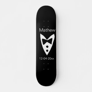 Groomsman Naam toevoegen Jaar Black Bow shirt stro Skateboard