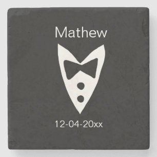 Groomsman Naam toevoegen Jaar Black Bow shirt stro Stenen Onderzetter