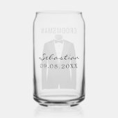 Groomsman Name Black Tuxedo Mariage Date (Verso)