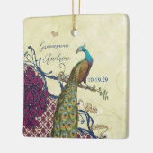 Groomsman Navy & Raspberry  Peacock Keramisch Ornament (Links)