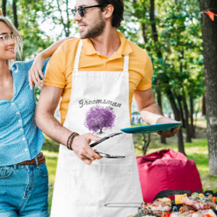 Groomsman Paars Heart Leaf Tree Wedding Standaard Schort