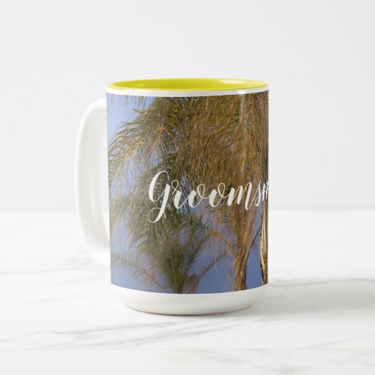 Groomsman Palm Trees Bruiloft Mokken (Voorkant links)