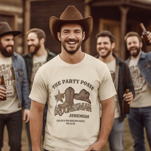 Groomsman Party Posse Cowboy vrijgezellenfeest T-shirt