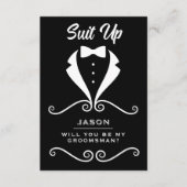 Groomsman Proposal Suit Up Tuxedo Bowtie Black Informatiekaartje (Voorkant)