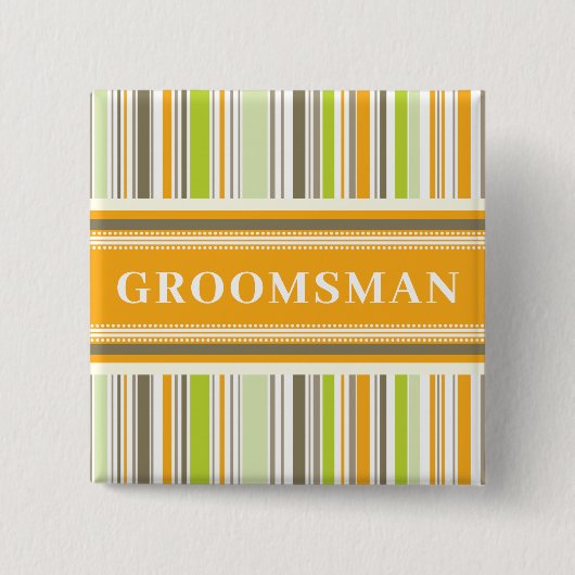 GROOMSMAN Retro Sinaasappel Mint Stripes Eenvoudig Vierkante Button 5,1 Cm (Voorkant)