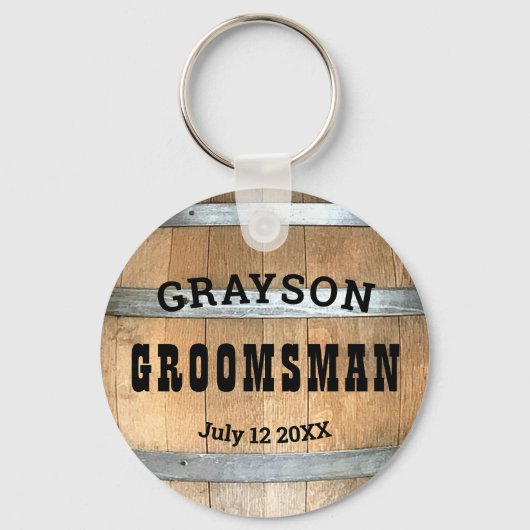 Groomsman Rustic Whiskey Barrel Sleutelhanger (Voorkant)