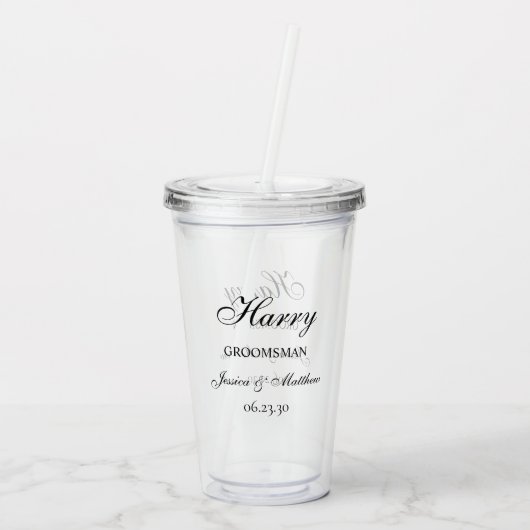 Groomsman Script Gepersonaliseerd Acryl Drinkbeker (Achterkant)
