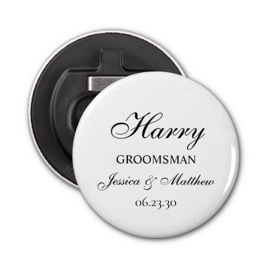 Groomsman Script Gepersonaliseerd flessenopening Button Flesopener (Voorkant)