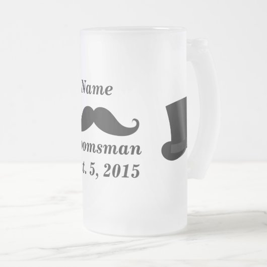 Groomsman snor en Top Hoed Frosted Glass Mok (Voorkant rechts)