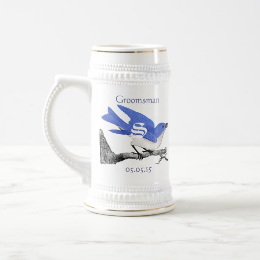 Groomsman Stein Wedding Bluebird Bierpul (Links)