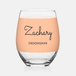Groomsman Stijlvolle perzik minimalistisch geperso Wijnglas Zonder Voet