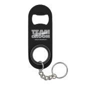 Groomsman Team Groom Naam Bruiloft Party Zwart Gri Mini Flessenopener (Achterkant)