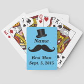 Groomsman Top Hat Best Man Custom Name and Date Pokerkaarten (Achterkant)