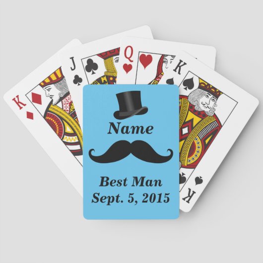 Groomsman Top Hat Best Man Custom Name and Date Pokerkaarten (Achterkant)